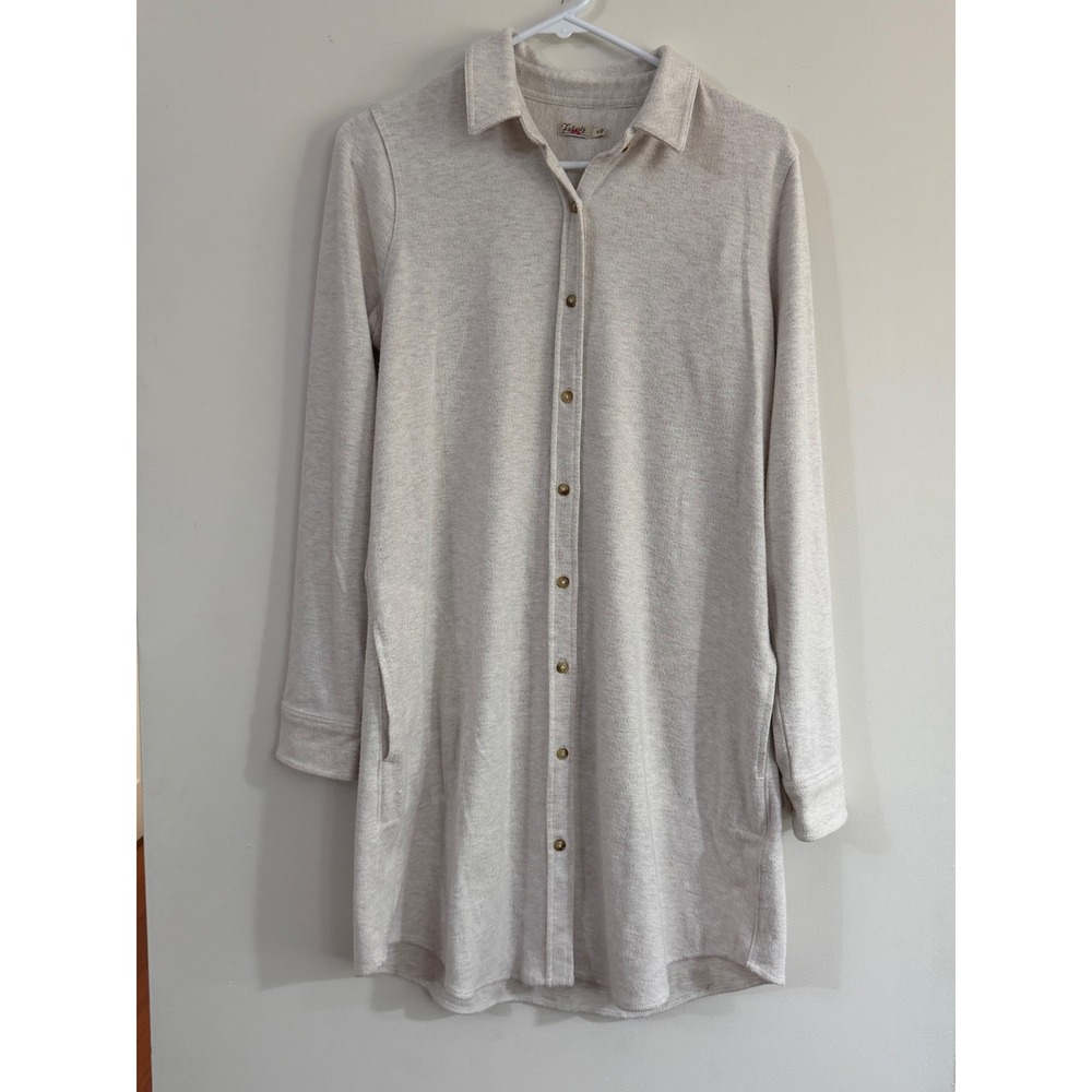 Faherty Womens Legend Sweater Shirt Dress Off White Heather Long Sleeve Size M - Picture 3 of 14